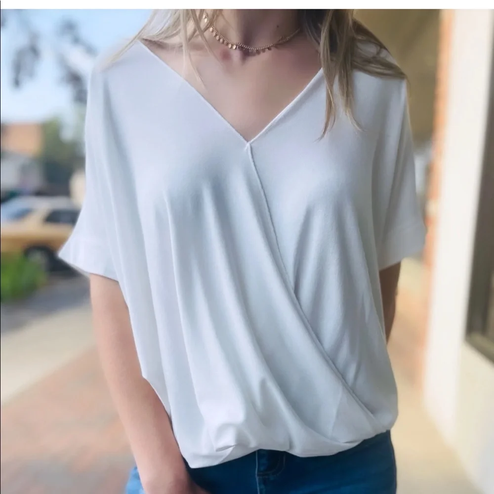 129. Lilac Top - Oversized, Wrap Front, Twist Front